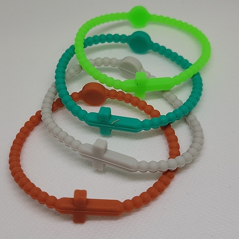 Cross Christian Message Rubber Set of 4 Bracelets
